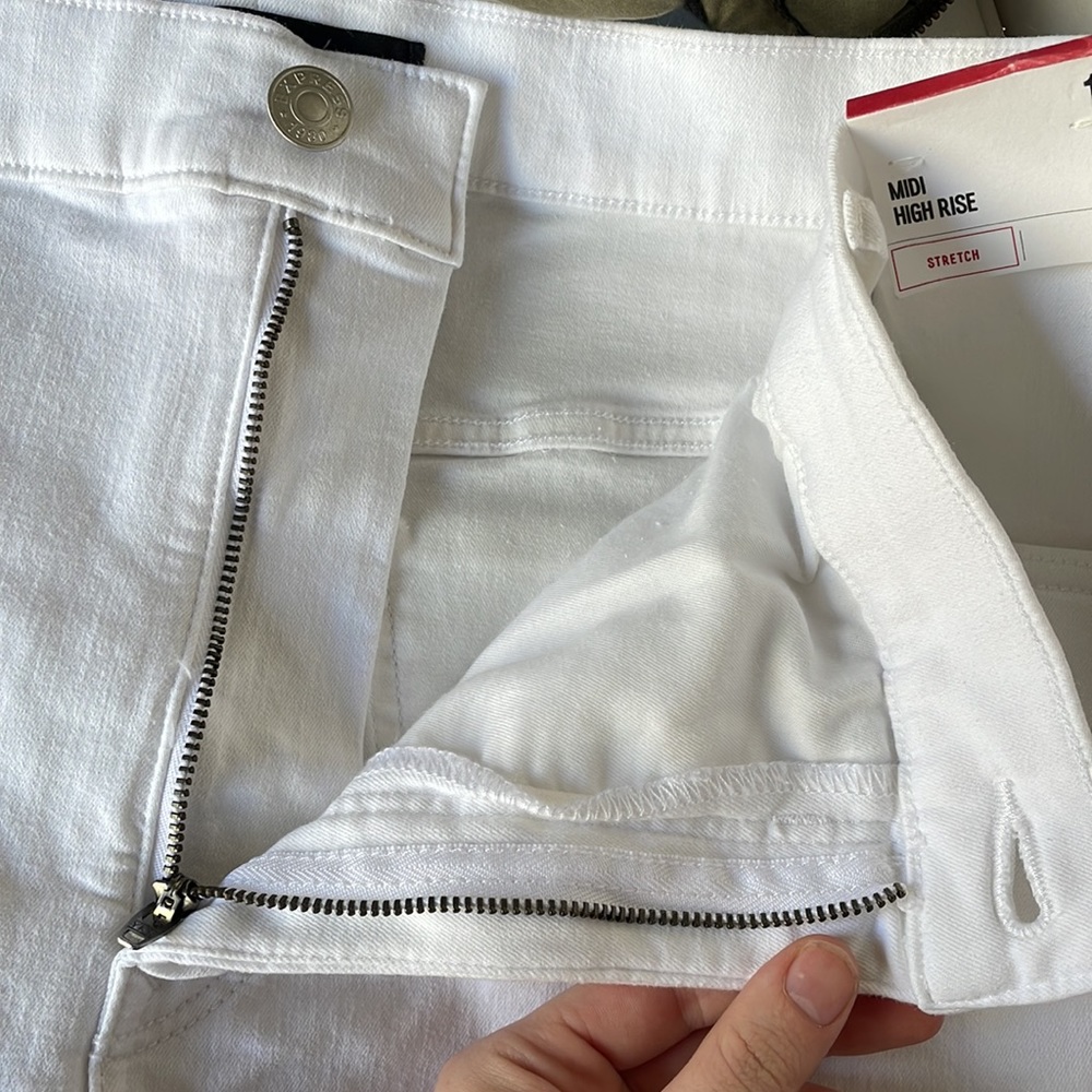 Express White High-Rise Midi Jean Shorts - Picture 7 of 9